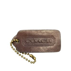 Vintage Coach 80s 90s Fob Bag Charm Hang tag Hangtag Brown Mahogany Leather EUC